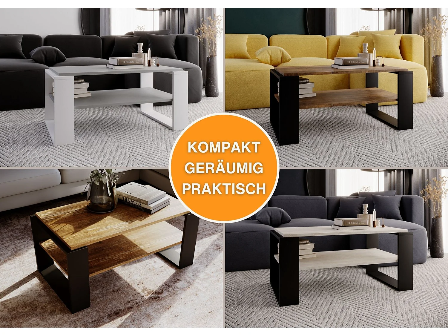 CraftPAK moderner & stabiler Couchtisch für Wohnzimmer aus Holzwerkstoff 42x54x96cm