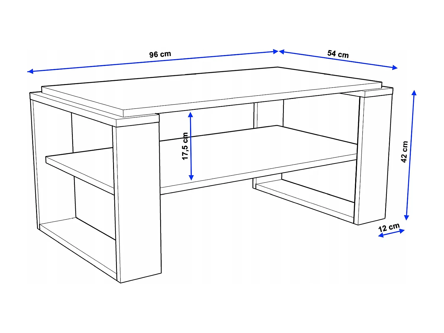 CraftPAK moderner & stabiler Couchtisch für Wohnzimmer aus Holzwerkstoff 42x54x96cm