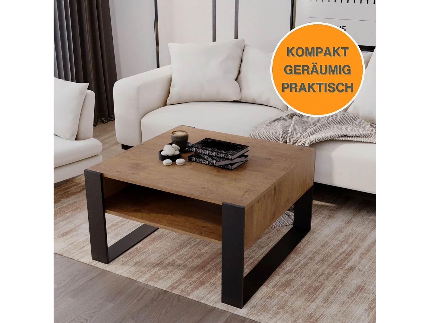 CraftPAK moderner & stabiler Couchtisch für Wohnzimmer aus Holzwerkstoff 45/71.5/68cm