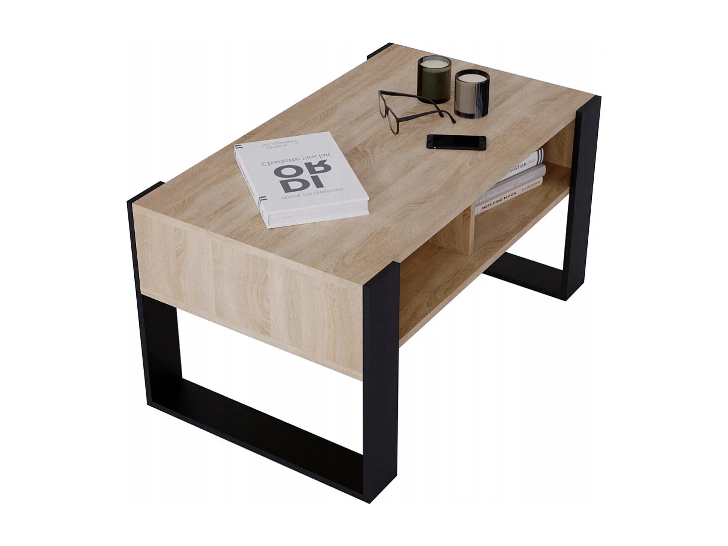 CraftPAK moderner & stabiler Couchtisch für Wohnzimmer aus Holzwerkstoff 45x53,6x92cm