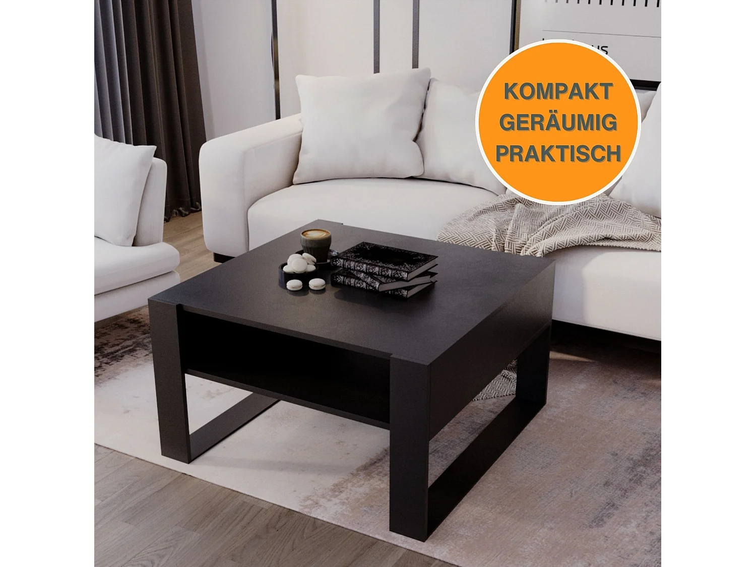 CraftPAK moderner & stabiler Couchtisch für Wohnzimmer aus Holzwerkstoff 45/71.5/68cm