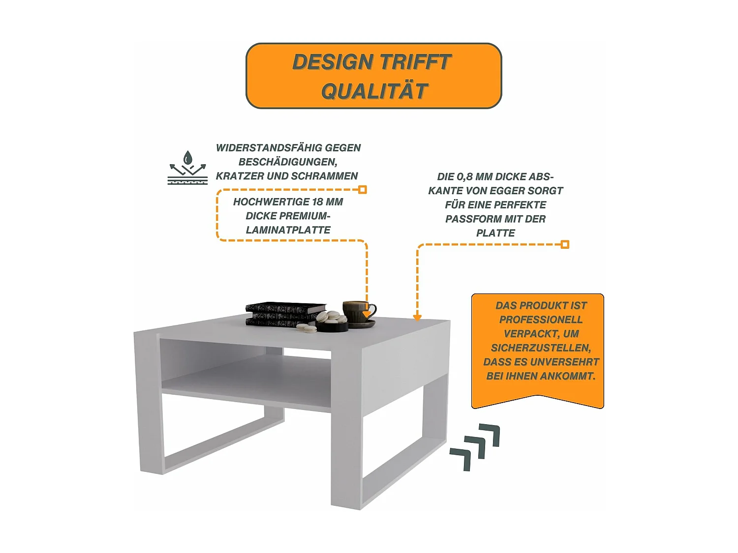 CraftPAK moderner & stabiler Couchtisch für Wohnzimmer aus Holzwerkstoff 45/71.5/68cm