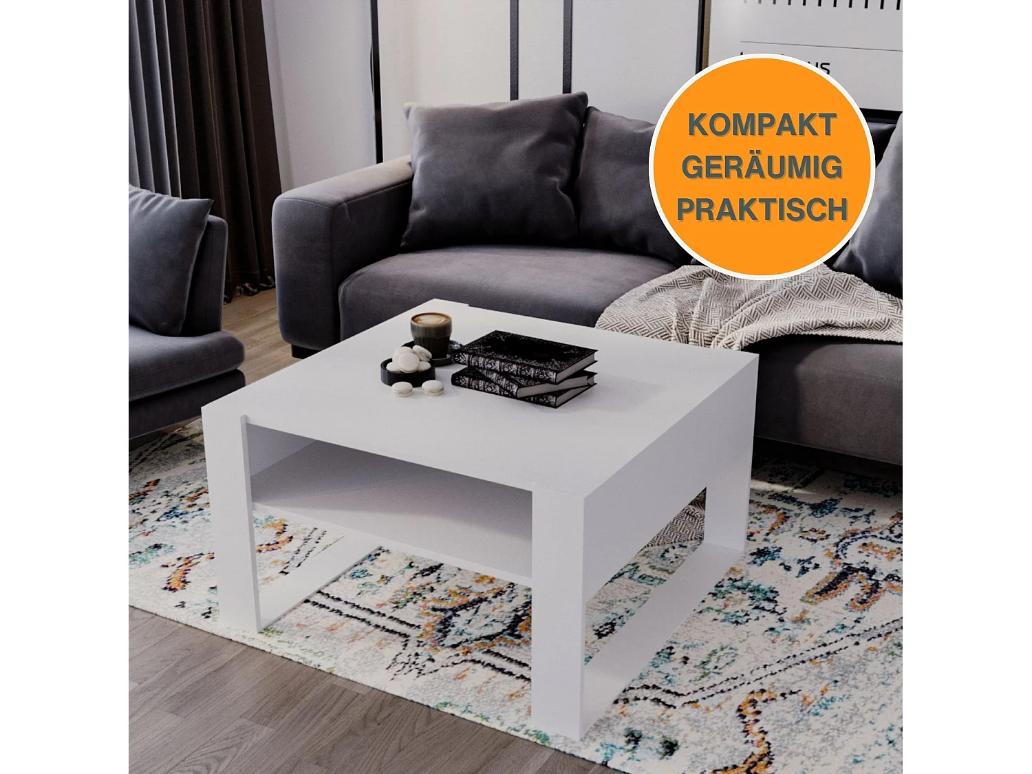 CraftPAK moderner & stabiler Couchtisch für Wohnzimmer aus Holzwerkstoff 45/71.5/68cm