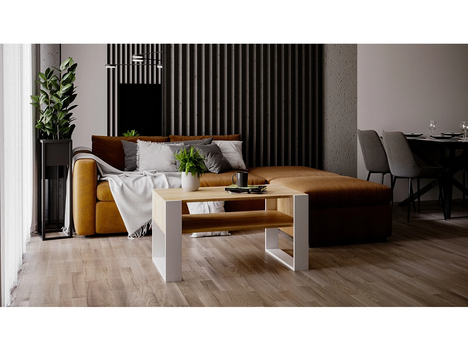 CraftPAK moderner & stabiler  Couchtisch für Wohnzimmer aus Holzwerkstoff 45x53,6x92cm