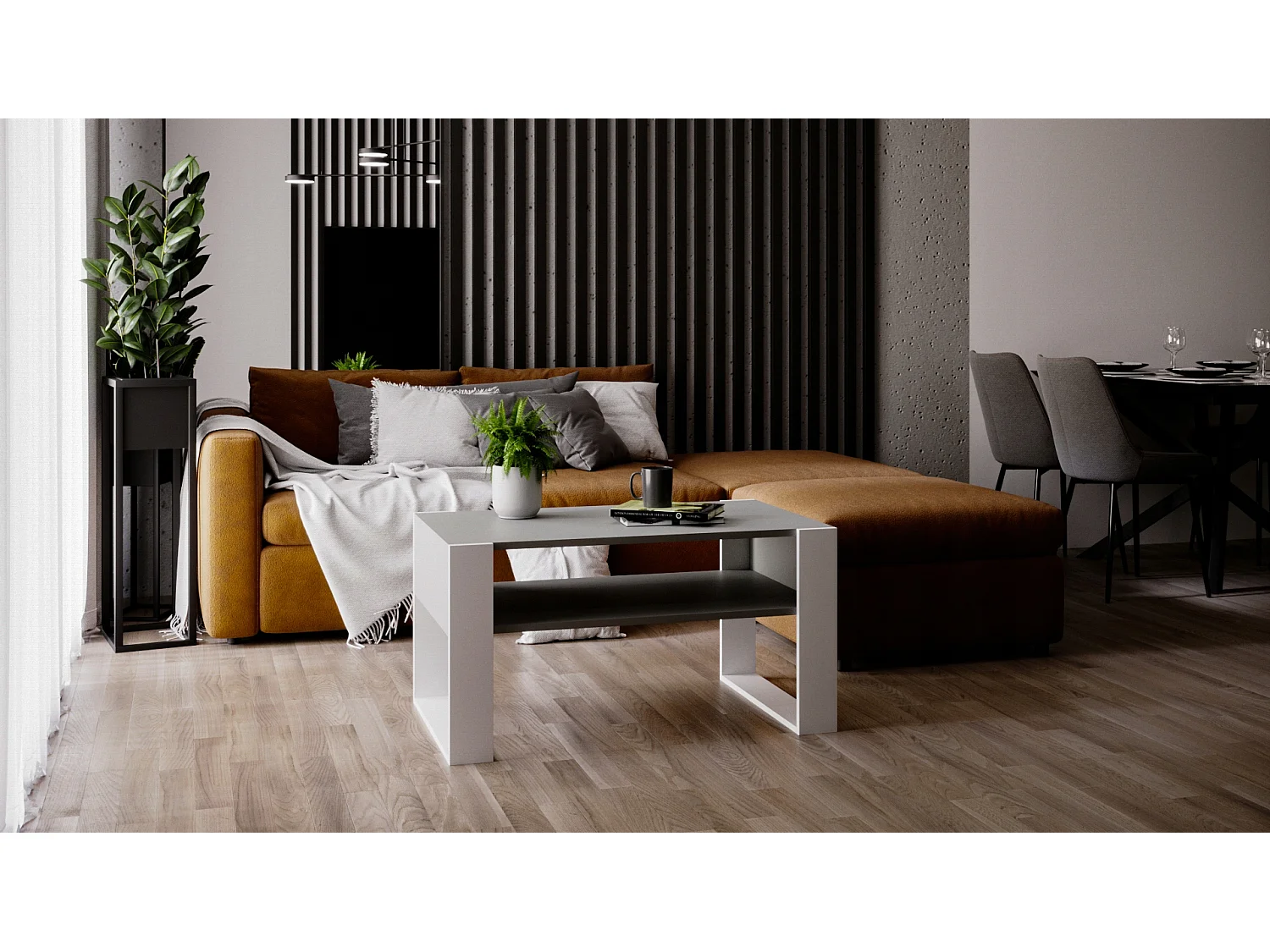 CraftPAK moderner & stabiler  Couchtisch für Wohnzimmer aus Holzwerkstoff 45x53,6x92cm