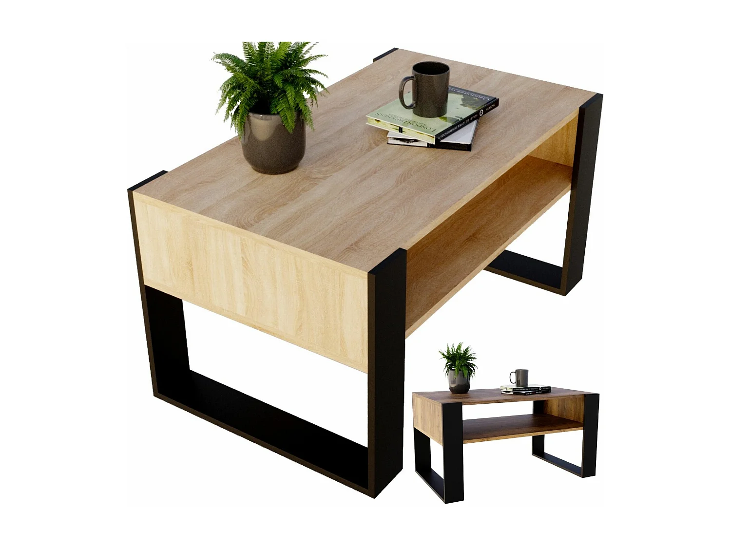 CraftPAK moderner & stabiler  Couchtisch für Wohnzimmer aus Holzwerkstoff 45x53,6x92cm