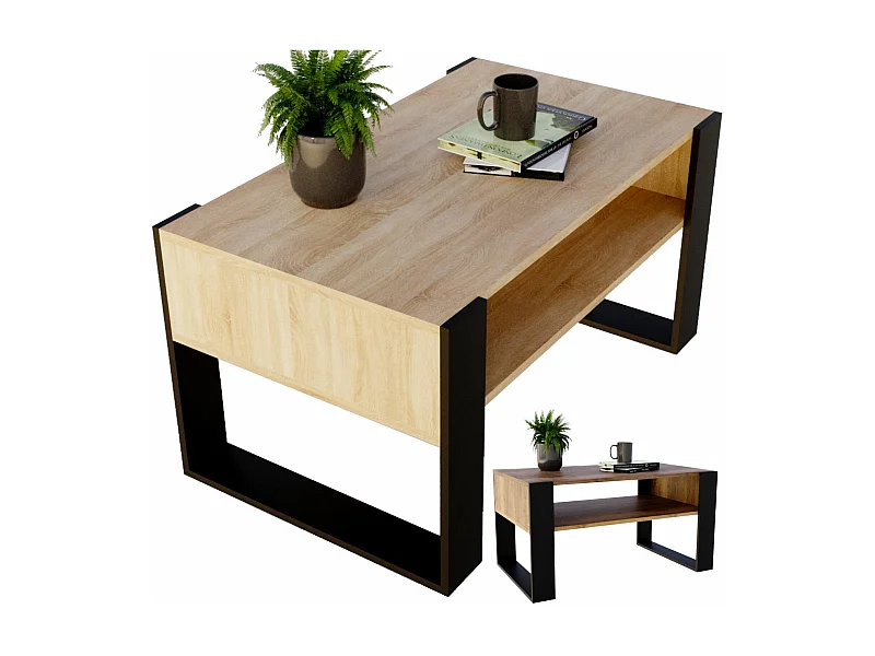 CraftPAK moderner & stabiler  Couchtisch für Wohnzimmer aus Holzwerkstoff 45x53,6x92cm
