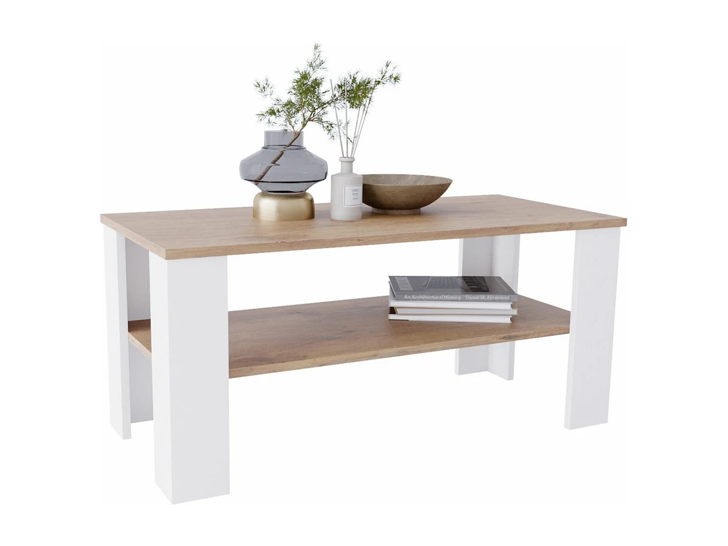 CraftPAK moderner & stabiler Couchtisch für Wohnzimmer aus Holzwerkstoff 47x51x110cm