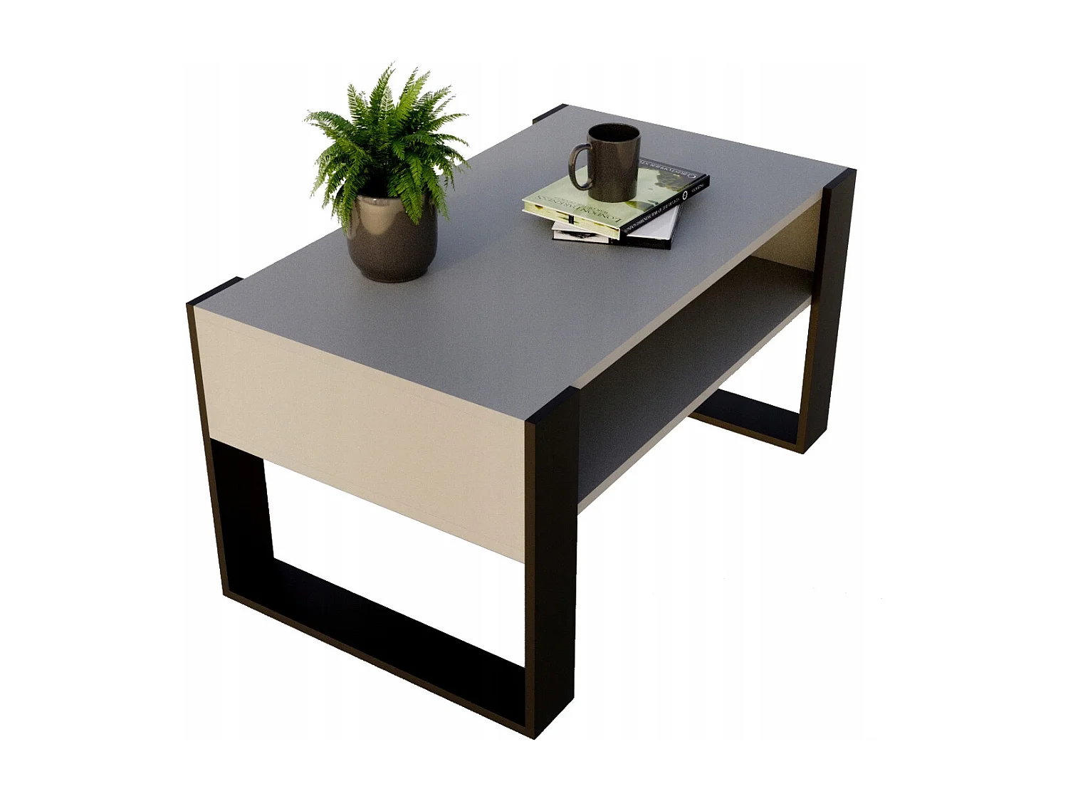 CraftPAK moderner & stabiler  Couchtisch für Wohnzimmer aus Holzwerkstoff 45x53,6x92cm
