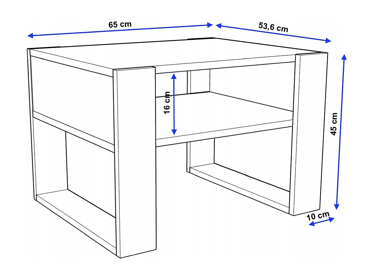 CraftPAK moderner & stabiler Couchtisch für Wohnzimmer aus Holzwerkstoff 45x53,6x65cm