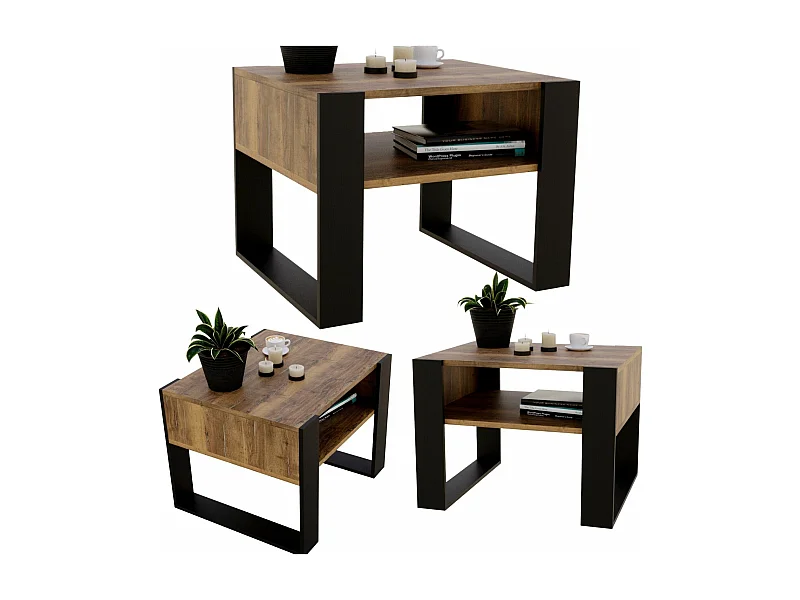 CraftPAK moderner & stabiler Couchtisch für Wohnzimmer aus Holzwerkstoff 45x53,6x65cm
