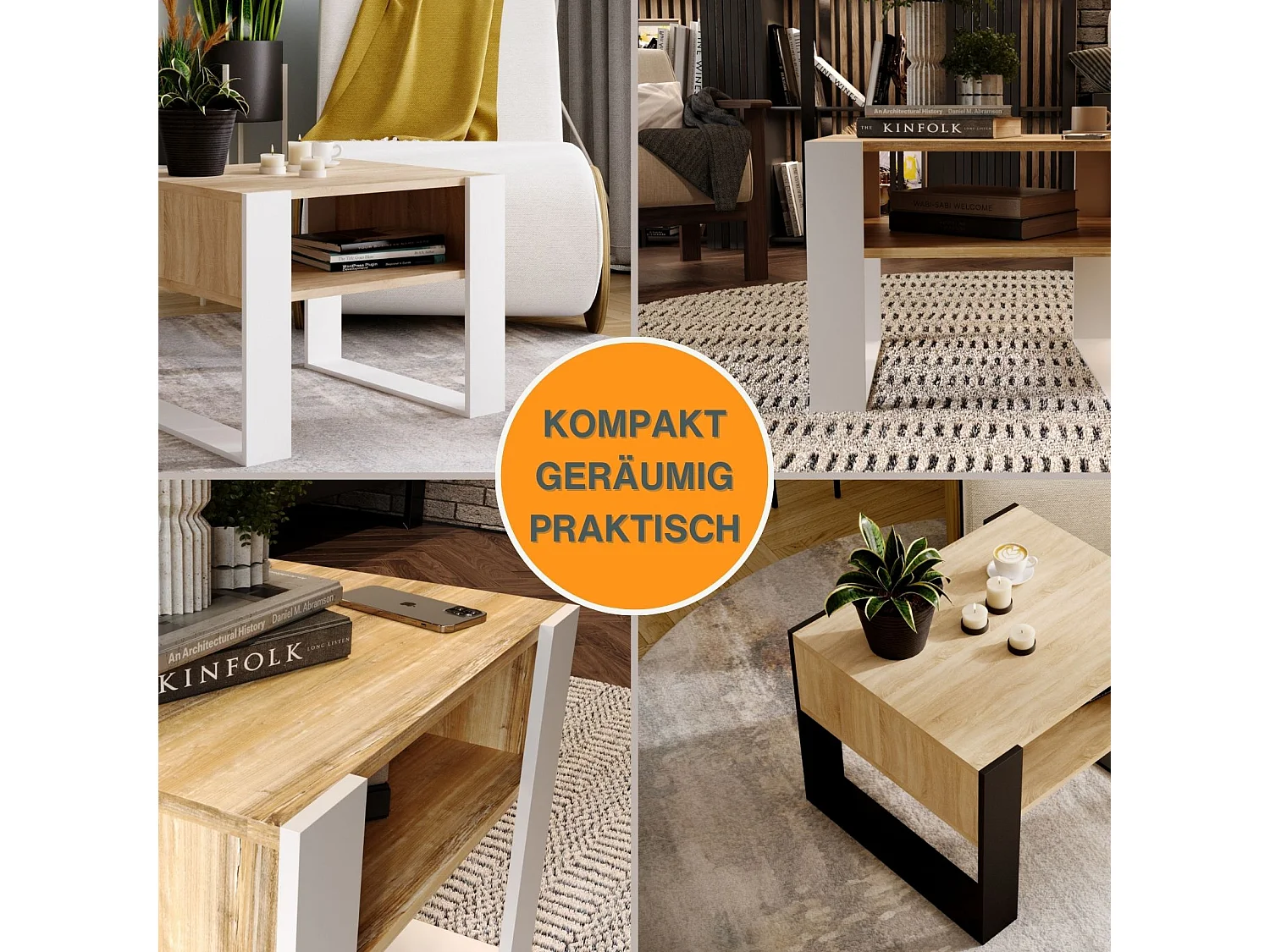 CraftPAK moderner & stabiler Couchtisch für Wohnzimmer aus Holzwerkstoff 45x53,6x65cm