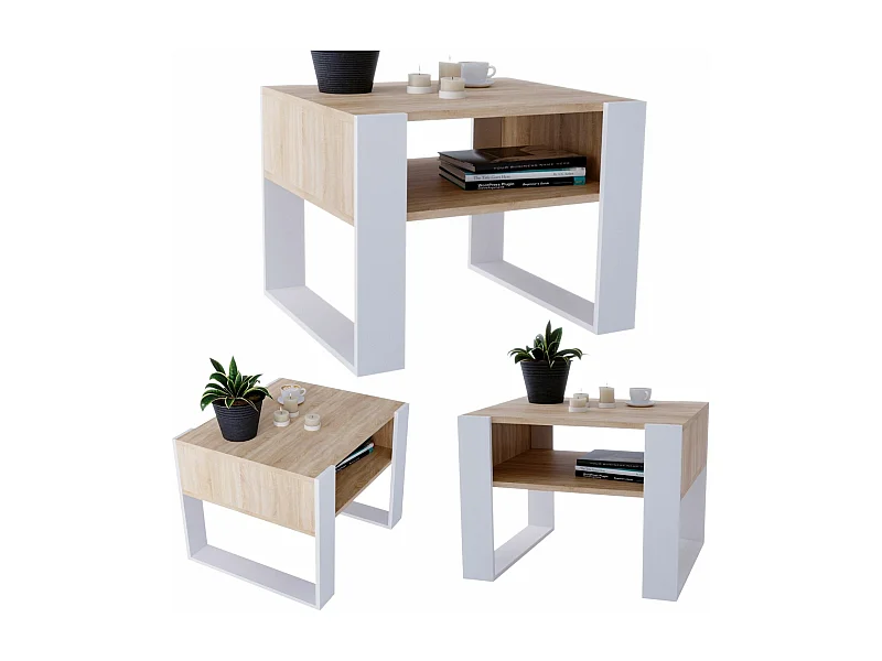 CraftPAK moderner & stabiler Couchtisch für Wohnzimmer aus Holzwerkstoff 45x53,6x65cm