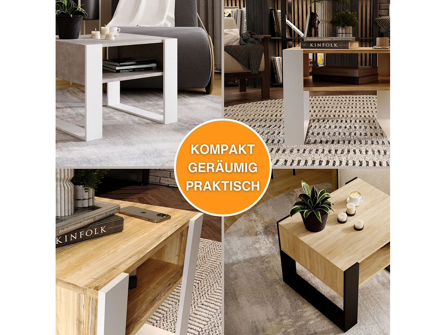 CraftPAK moderner & stabiler Couchtisch für Wohnzimmer aus Holzwerkstoff 45x53,6x65cm