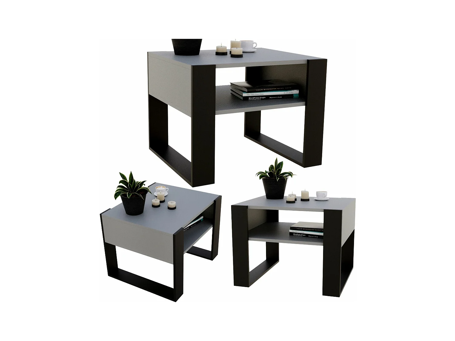 CraftPAK moderner & stabiler Couchtisch für Wohnzimmer aus Holzwerkstoff 45x53,6x65cm