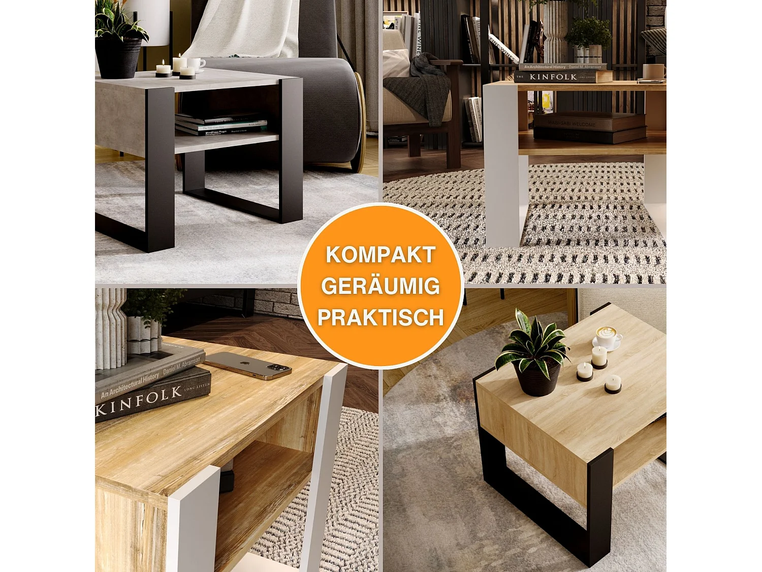 CraftPAK moderner & stabiler Couchtisch für Wohnzimmer aus Holzwerkstoff 45x53,6x65cm