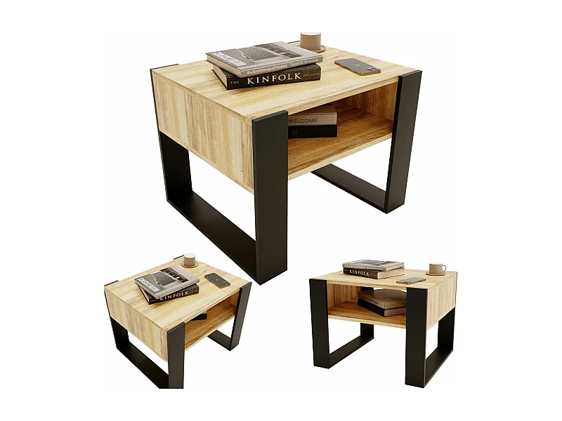 CraftPAK moderner & stabiler Couchtisch für Wohnzimmer aus Holzwerkstoff 45x53,6x65cm