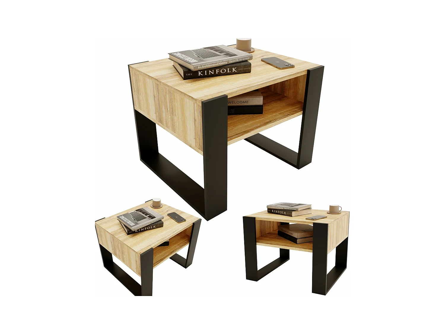 CraftPAK moderner & stabiler Couchtisch für Wohnzimmer aus Holzwerkstoff 45x53,6x65cm