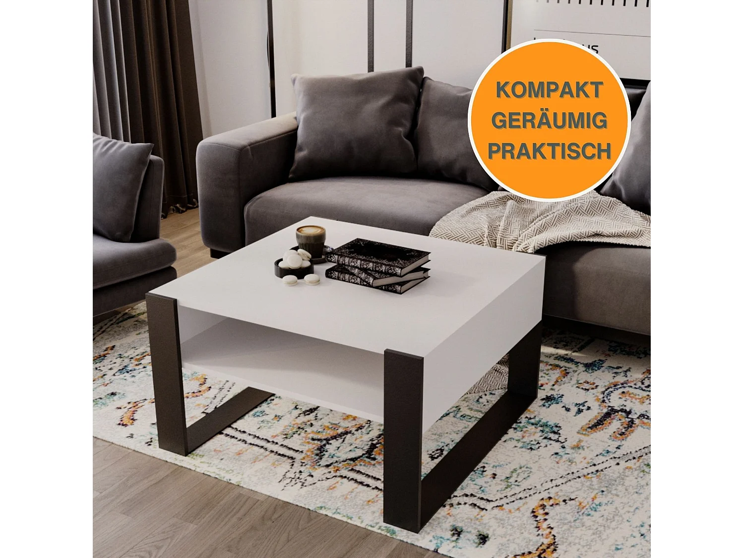 CraftPAK moderner & stabiler Couchtisch für Wohnzimmer aus Holzwerkstoff 45/71.5/68cm