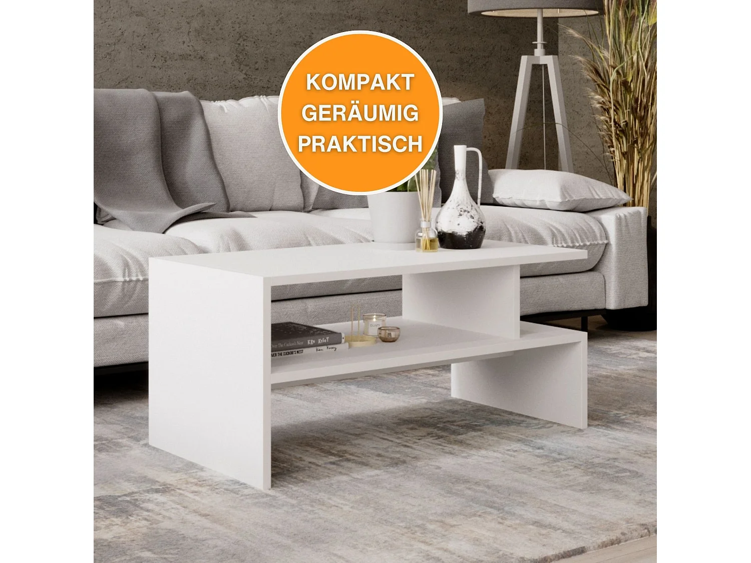 CraftPAK moderner & stabiler Couchtisch für Wohnzimmer aus Holzwerkstoff