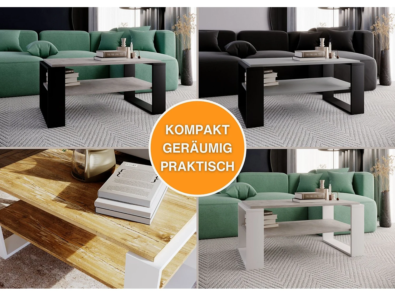 CraftPAK moderner & stabiler Couchtisch für Wohnzimmer aus Holzwerkstoff 42x54x96cm