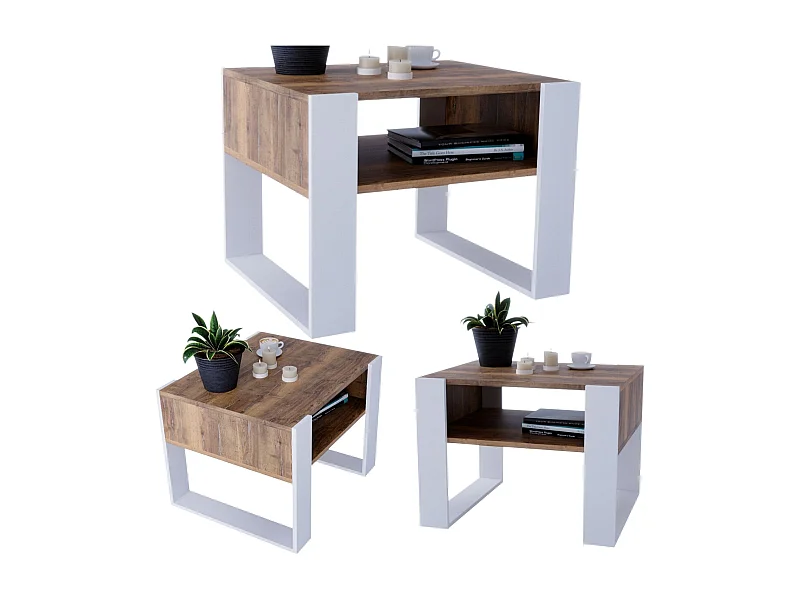 CraftPAK moderner & stabiler Couchtisch für Wohnzimmer aus Holzwerkstoff 45x53,6x65cm