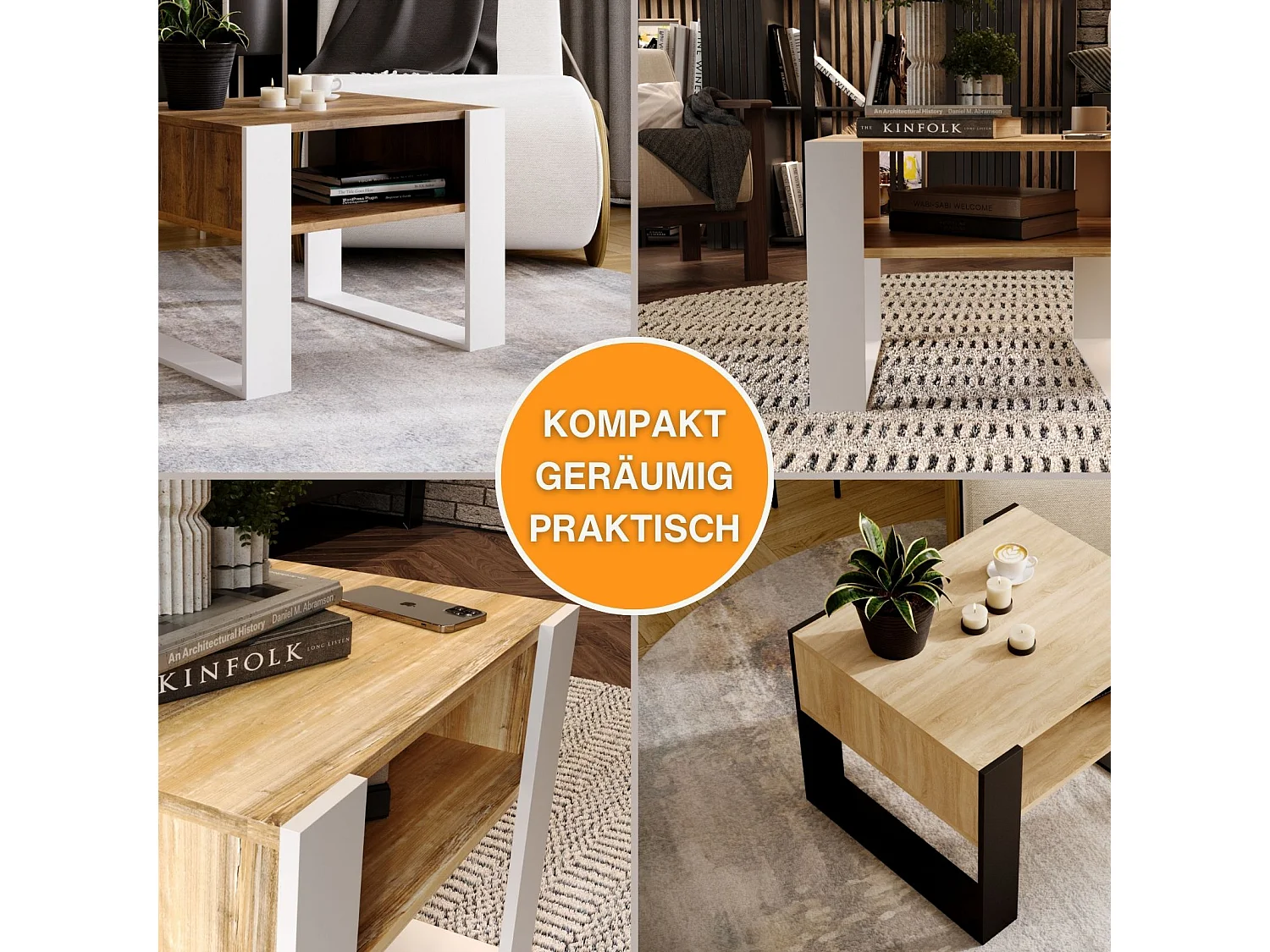 CraftPAK moderner & stabiler Couchtisch für Wohnzimmer aus Holzwerkstoff 45x53,6x65cm