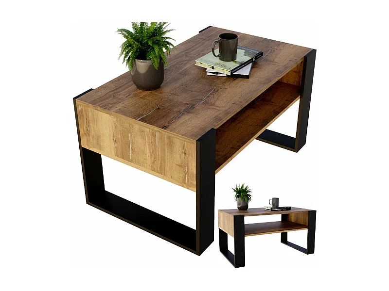 CraftPAK moderner & stabiler  Couchtisch für Wohnzimmer aus Holzwerkstoff 45x53,6x92cm