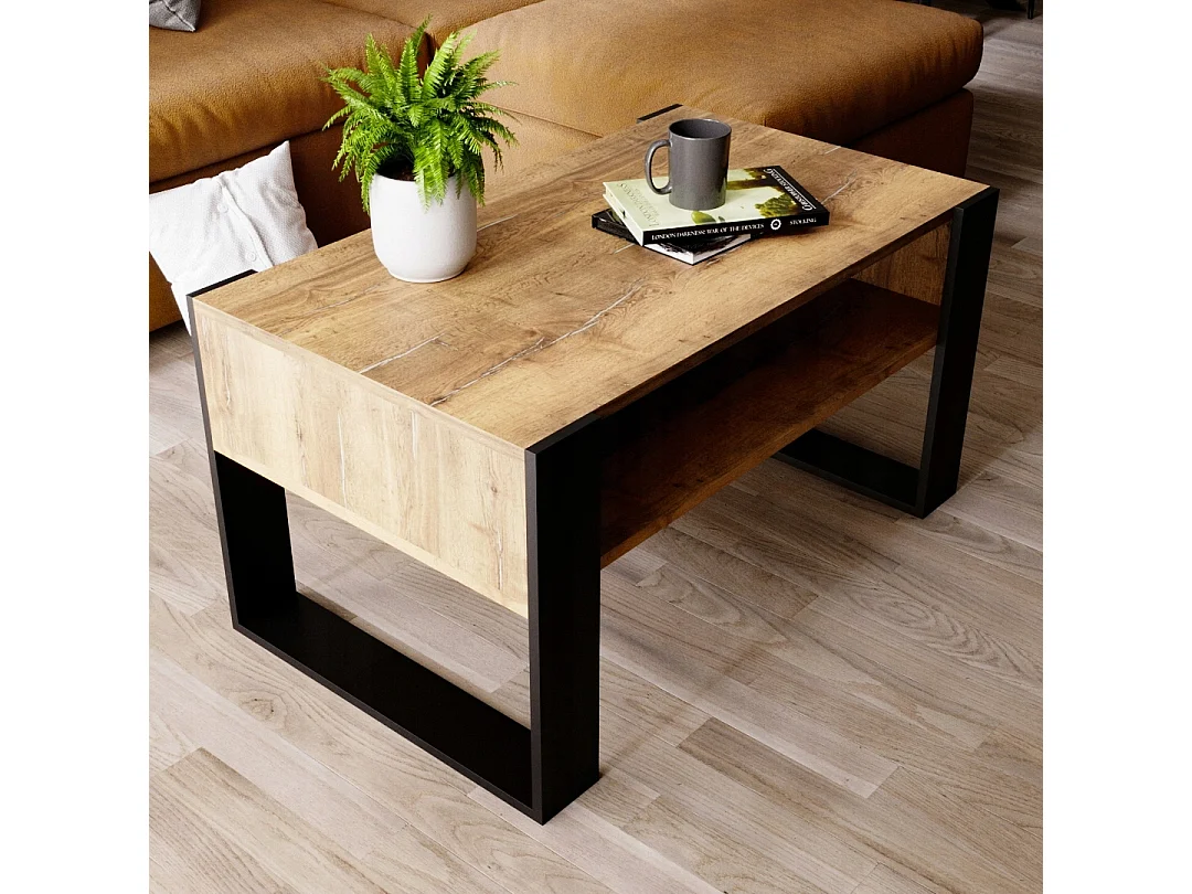 CraftPAK moderner & stabiler  Couchtisch für Wohnzimmer aus Holzwerkstoff 45x53,6x92cm