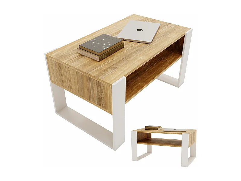 CraftPAK moderner & stabiler  Couchtisch für Wohnzimmer aus Holzwerkstoff 45x53,6x92cm