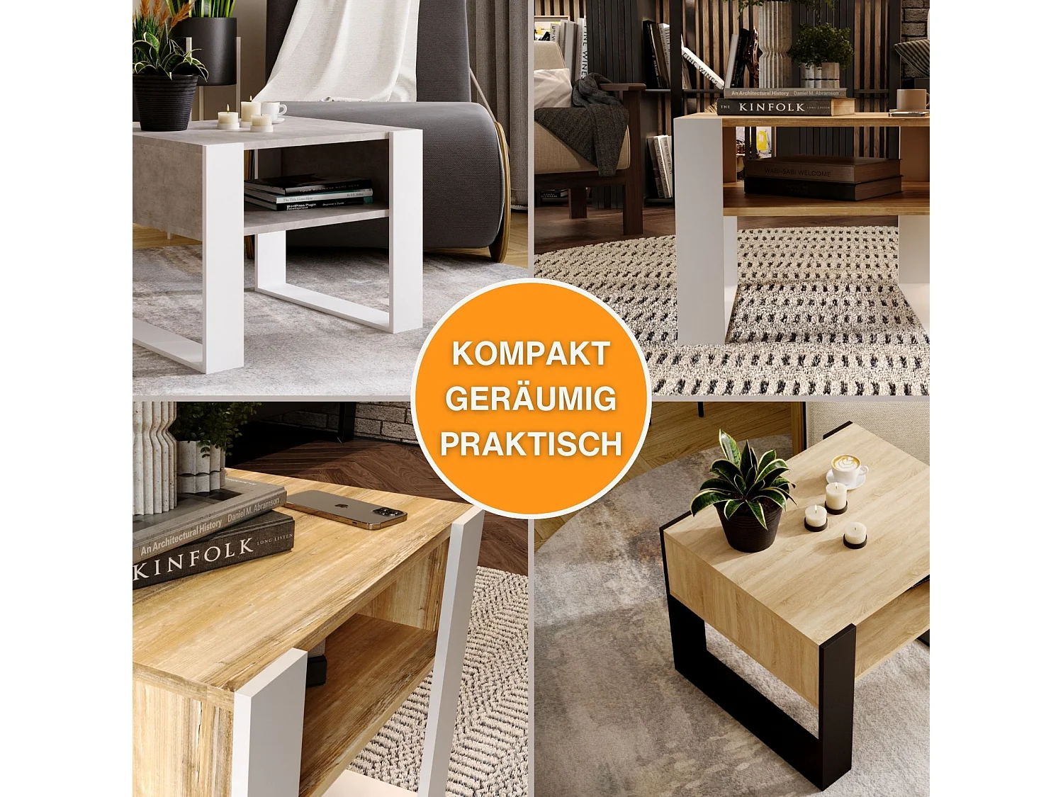 CraftPAK moderner & stabiler Couchtisch für Wohnzimmer aus Holzwerkstoff 45x53,6x65cm