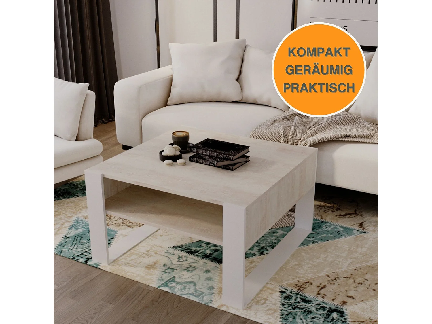 CraftPAK moderner & stabiler Couchtisch für Wohnzimmer aus Holzwerkstoff 45/71.5/68cm
