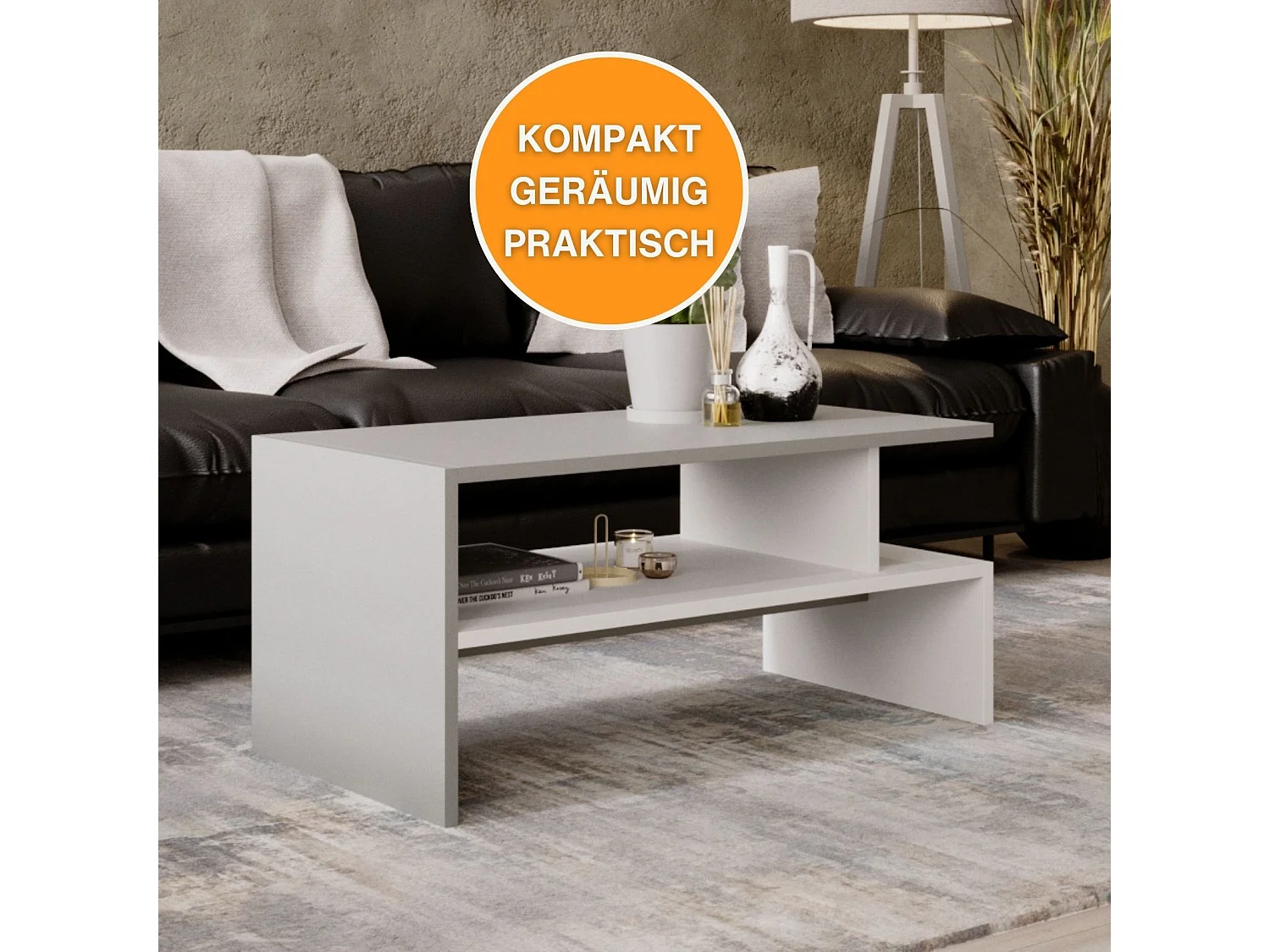 CraftPAK moderner & stabiler Couchtisch für Wohnzimmer aus Holzwerkstoff