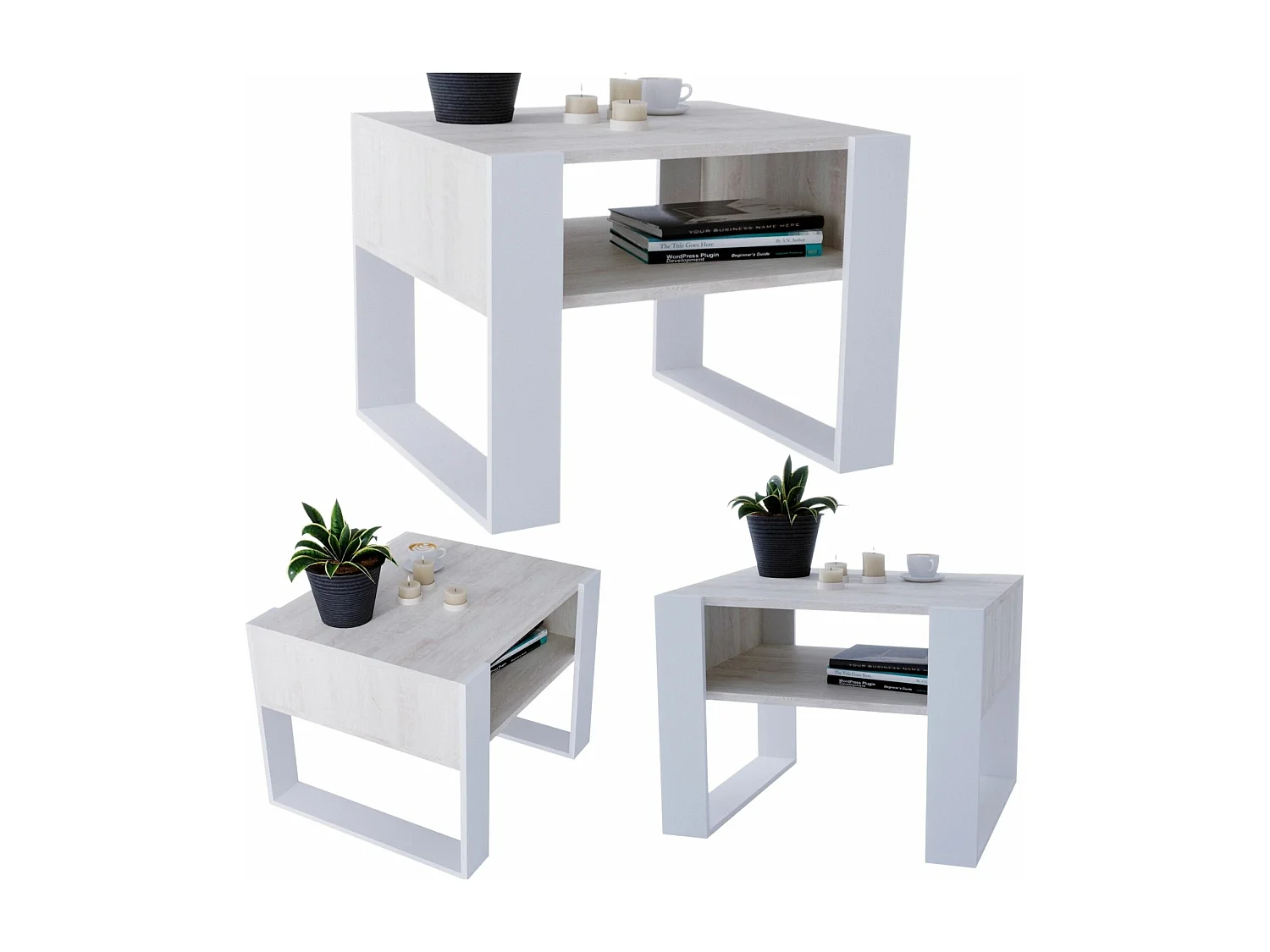 CraftPAK moderner & stabiler Couchtisch für Wohnzimmer aus Holzwerkstoff 45x53,6x65cm