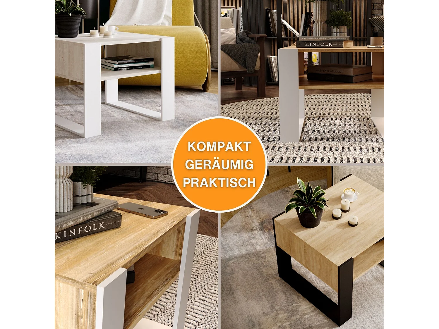 CraftPAK moderner & stabiler Couchtisch für Wohnzimmer aus Holzwerkstoff 45x53,6x65cm