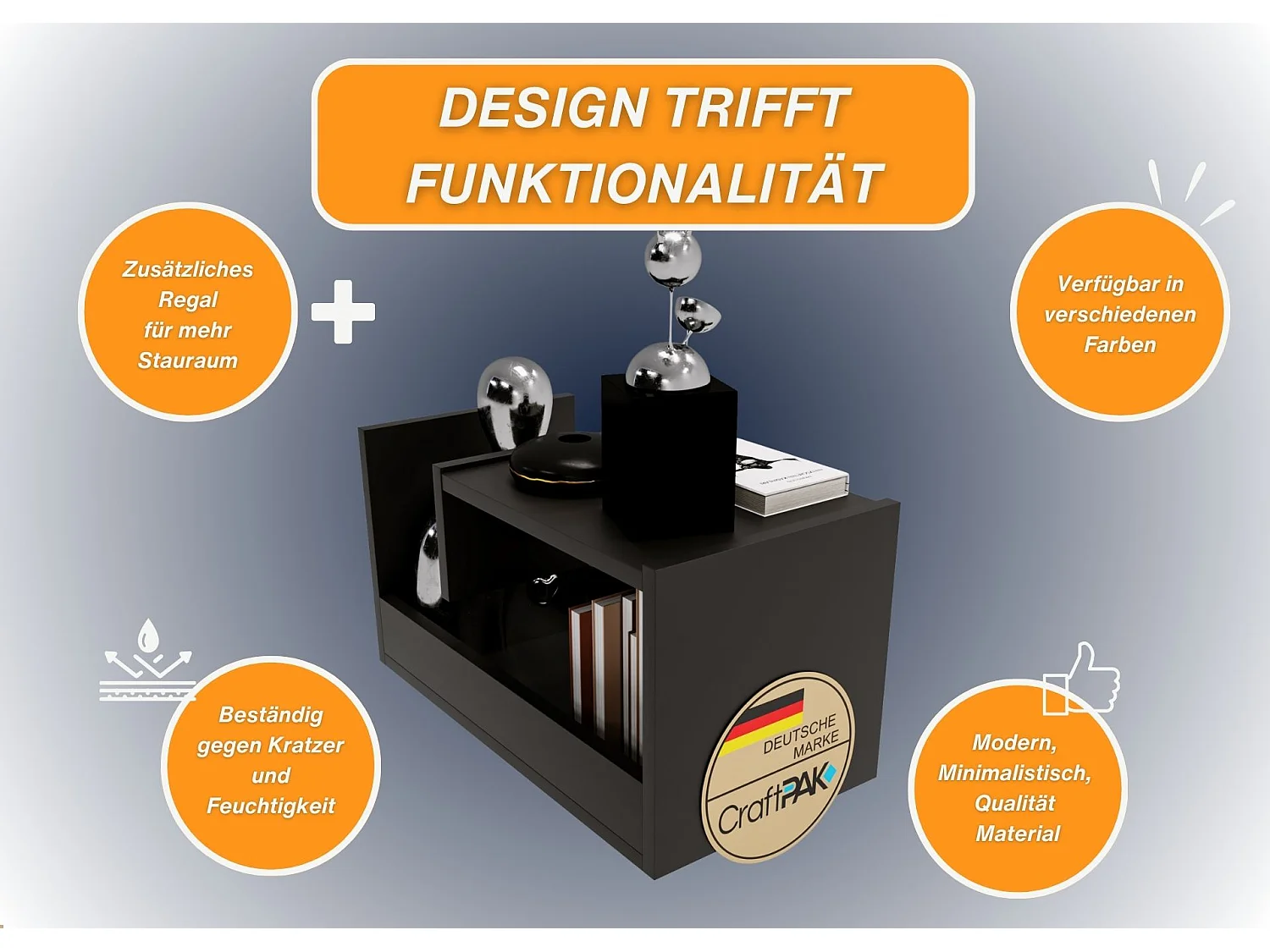 CraftPAK Wohnzimmer Tisch für Couch TRIO | 3 mögliche Aufstellmöglichkeiten