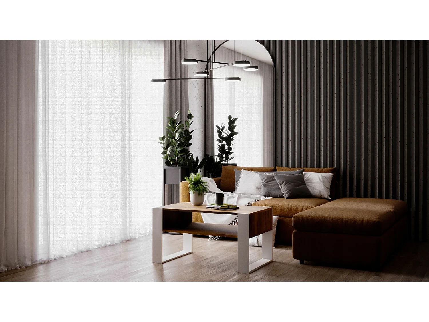 CraftPAK moderner & stabiler  Couchtisch für Wohnzimmer aus Holzwerkstoff 45x53,6x92cm