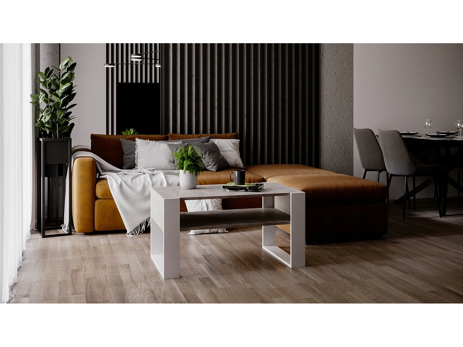 CraftPAK moderner & stabiler  Couchtisch für Wohnzimmer aus Holzwerkstoff 45x53,6x92cm