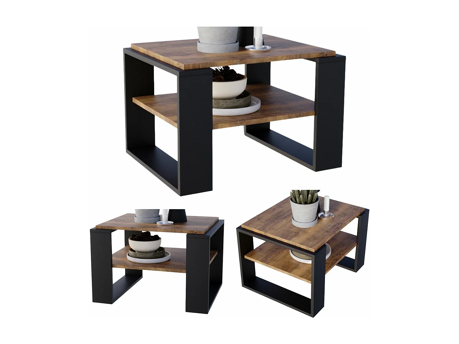 CraftPAK moderner & stabiler Couchtisch für Wohnzimmer aus Holzwerkstoff 44x54x63cm