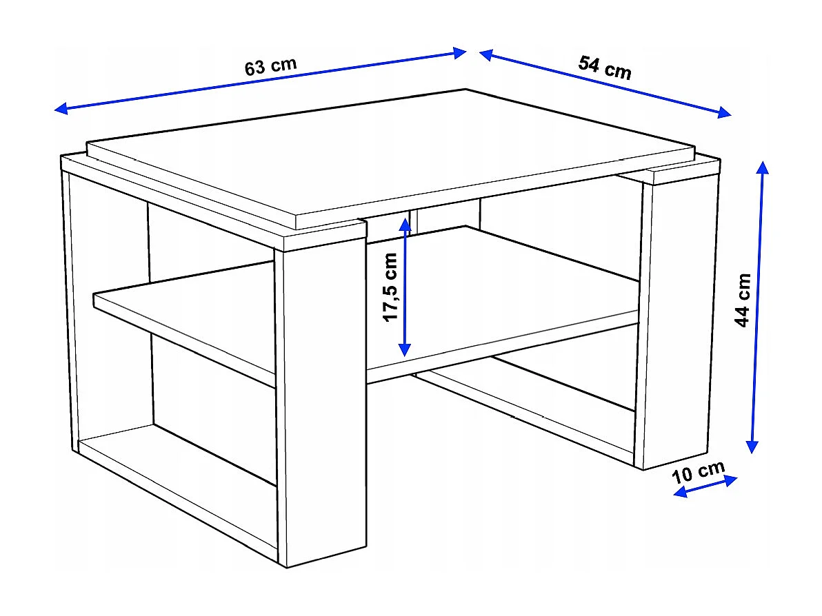 CraftPAK moderner & stabiler Couchtisch für Wohnzimmer aus Holzwerkstoff 44x54x63cm