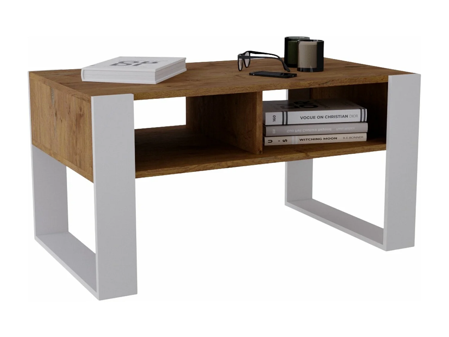 CraftPAK moderner & stabiler Couchtisch für Wohnzimmer aus Holzwerkstoff 45x53,6x92cm