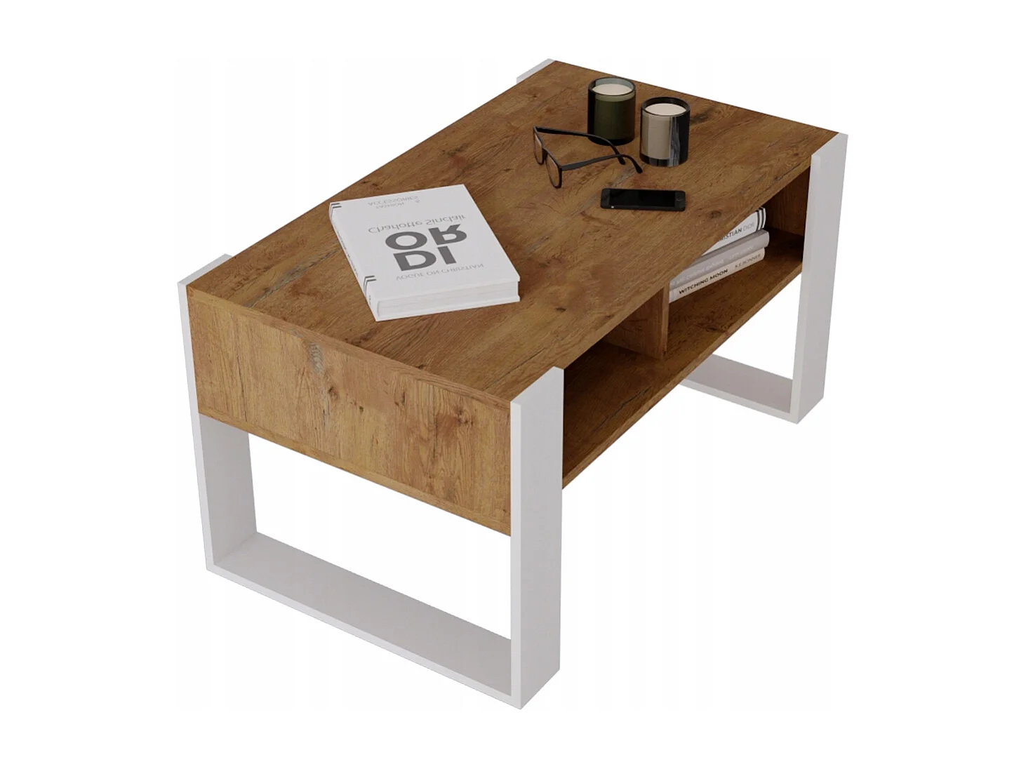 CraftPAK moderner & stabiler Couchtisch für Wohnzimmer aus Holzwerkstoff 45x53,6x92cm