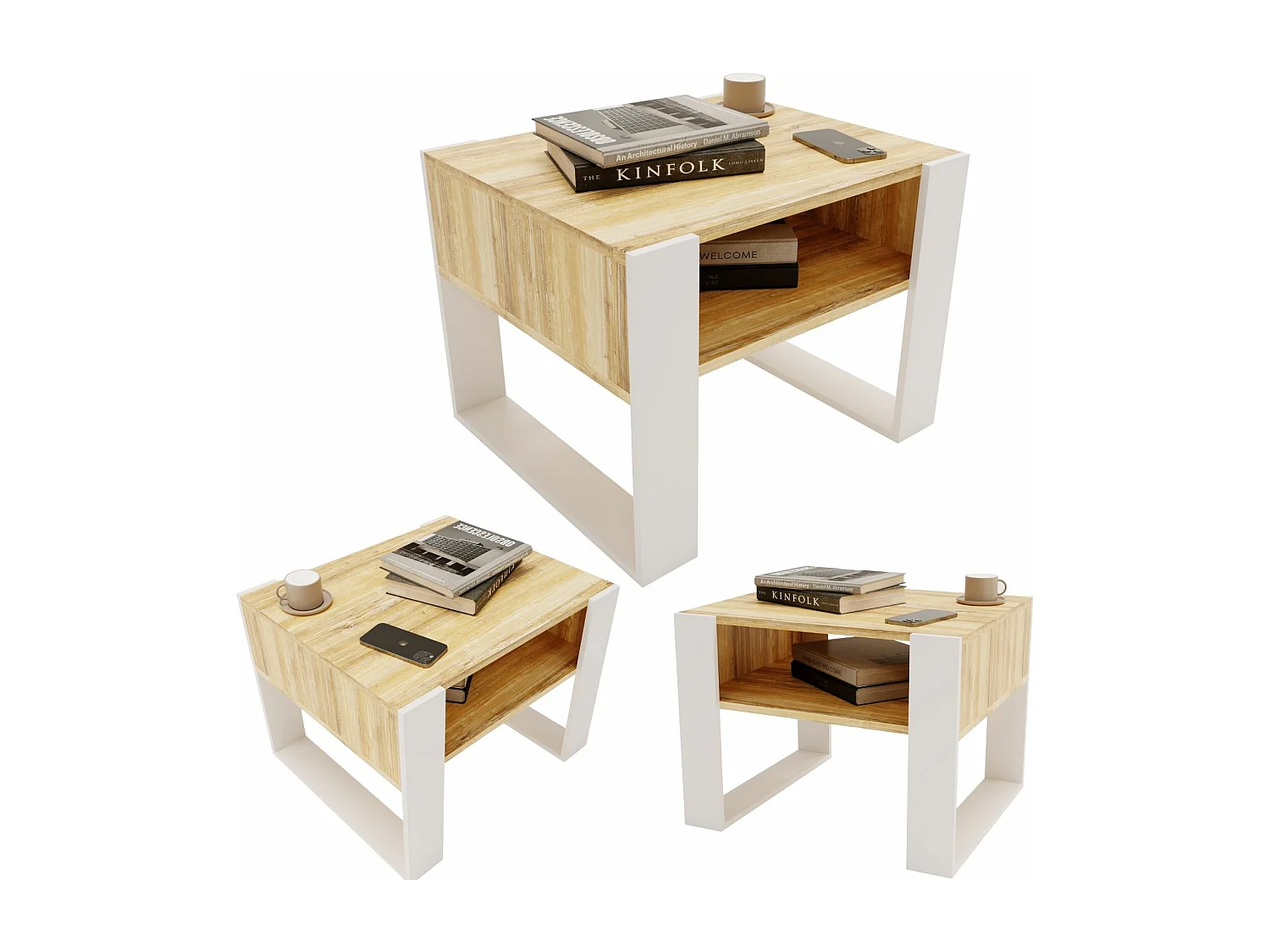 CraftPAK moderner & stabiler Couchtisch für Wohnzimmer aus Holzwerkstoff 45x53,6x65cm