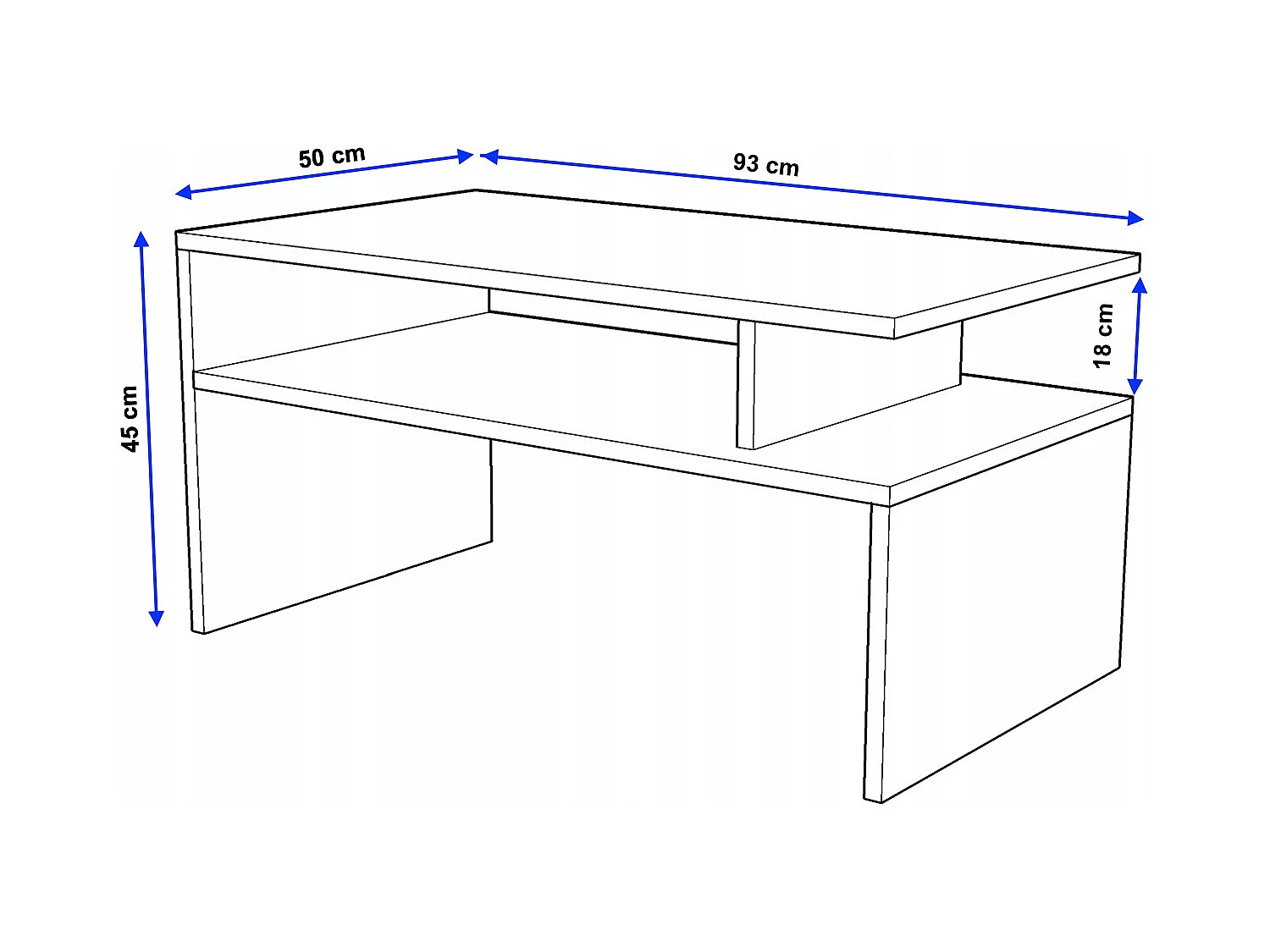CraftPAK moderner & stabiler Couchtisch für Wohnzimmer aus Holzwerkstoff