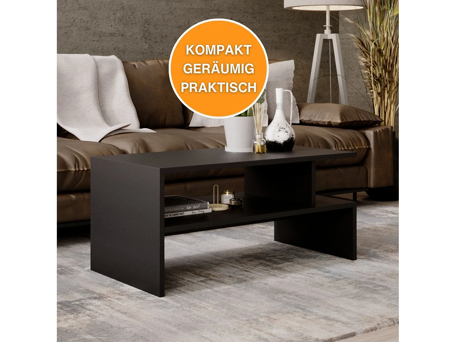 CraftPAK moderner & stabiler Couchtisch für Wohnzimmer aus Holzwerkstoff