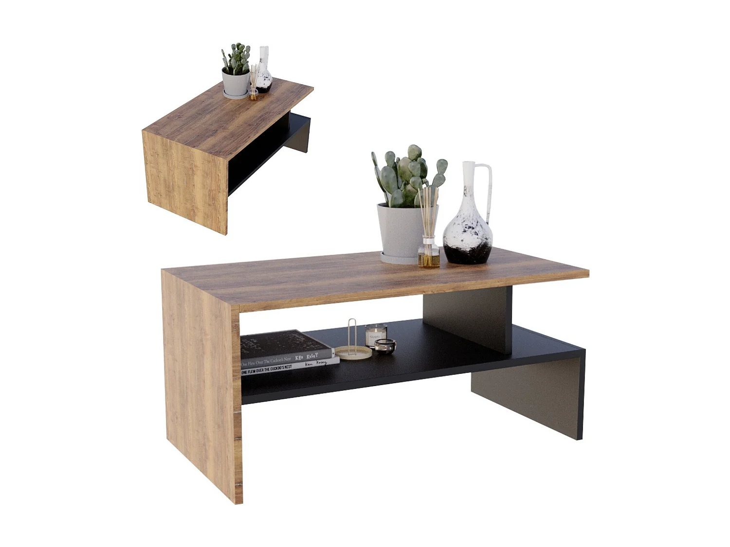 CraftPAK moderner & stabiler Couchtisch für Wohnzimmer aus Holzwerkstoff