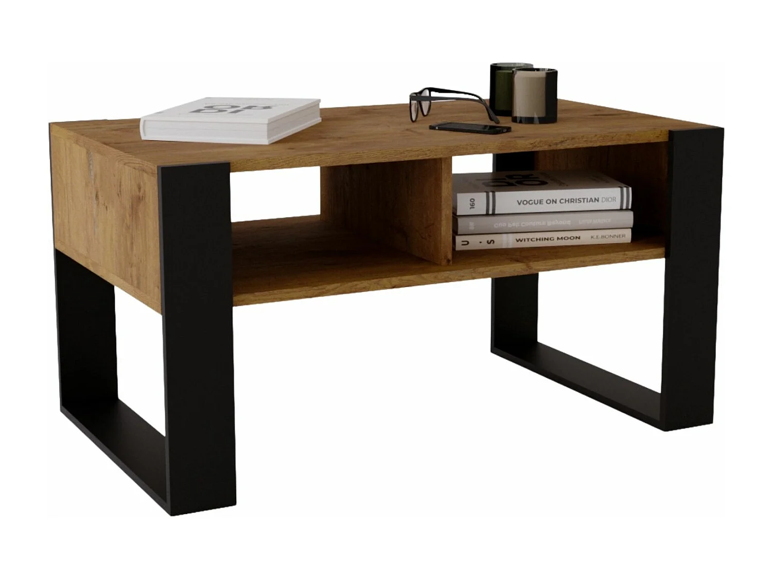 CraftPAK moderner & stabiler Couchtisch für Wohnzimmer aus Holzwerkstoff 45x53,6x92cm