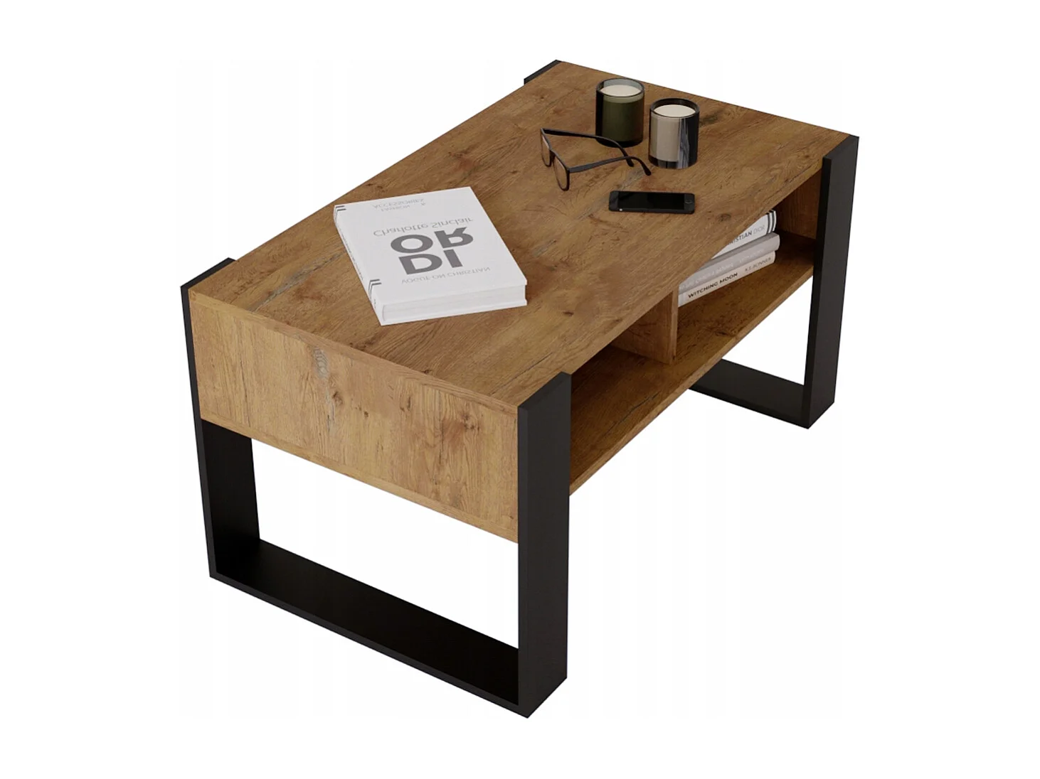 CraftPAK moderner & stabiler Couchtisch für Wohnzimmer aus Holzwerkstoff 45x53,6x92cm