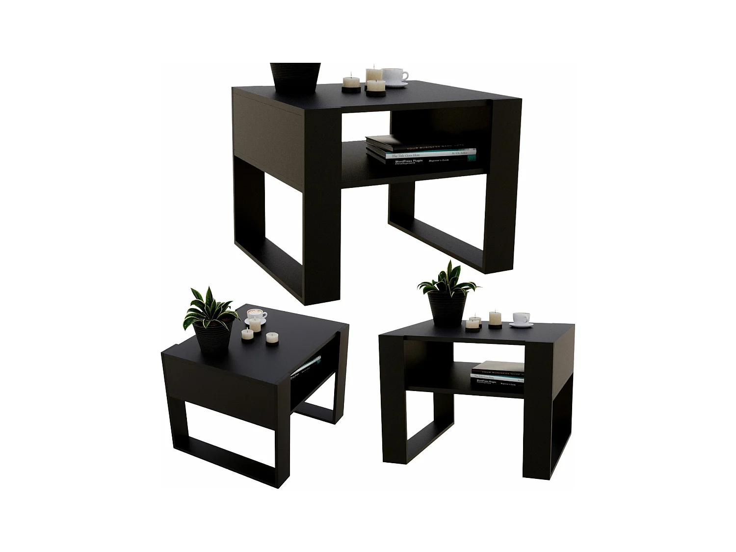 CraftPAK moderner & stabiler Couchtisch für Wohnzimmer aus Holzwerkstoff 45x53,6x65cm