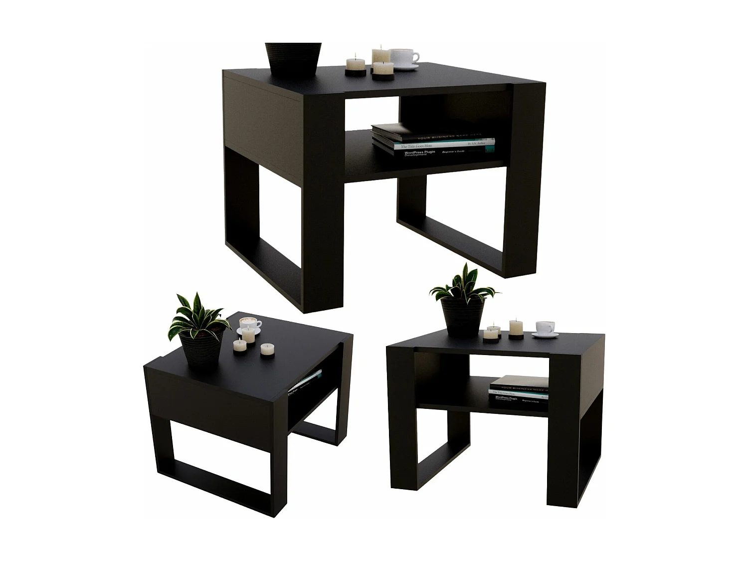 CraftPAK moderner & stabiler Couchtisch für Wohnzimmer aus Holzwerkstoff 45x53,6x65cm